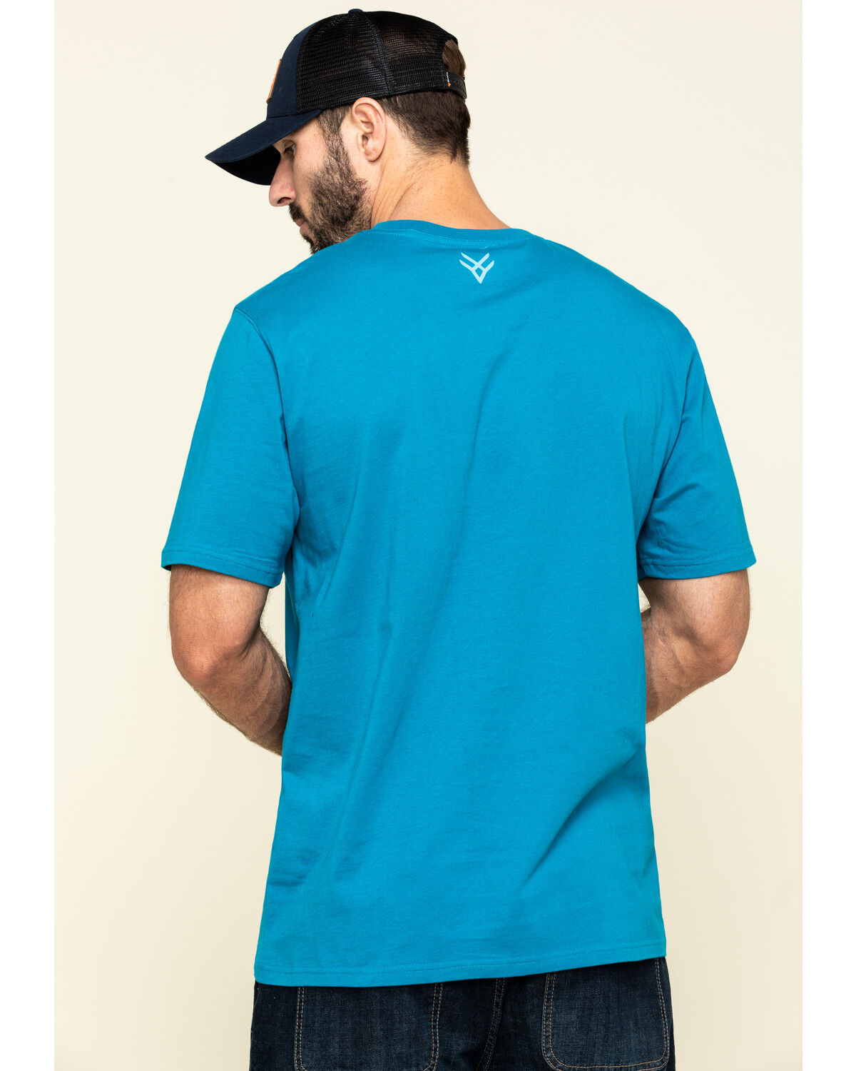 Image #2 - Hawx Men's Teal Fractal Camo Logo Graphic Work T-Shirt, Teal, hi-res