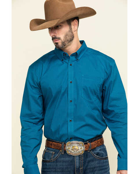 Cody James Core Men's Ringfield Micro Geo Print Long Sleeve Western Shirt , Black, hi-res