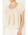 Image #3 - Band of the Free Women's Crochet Trim Peasant Top, Ivory, hi-res
