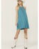 Image #1 - Shyanne Women's Crochet Yoke Crinkle Mini Dress, Medium Blue, hi-res