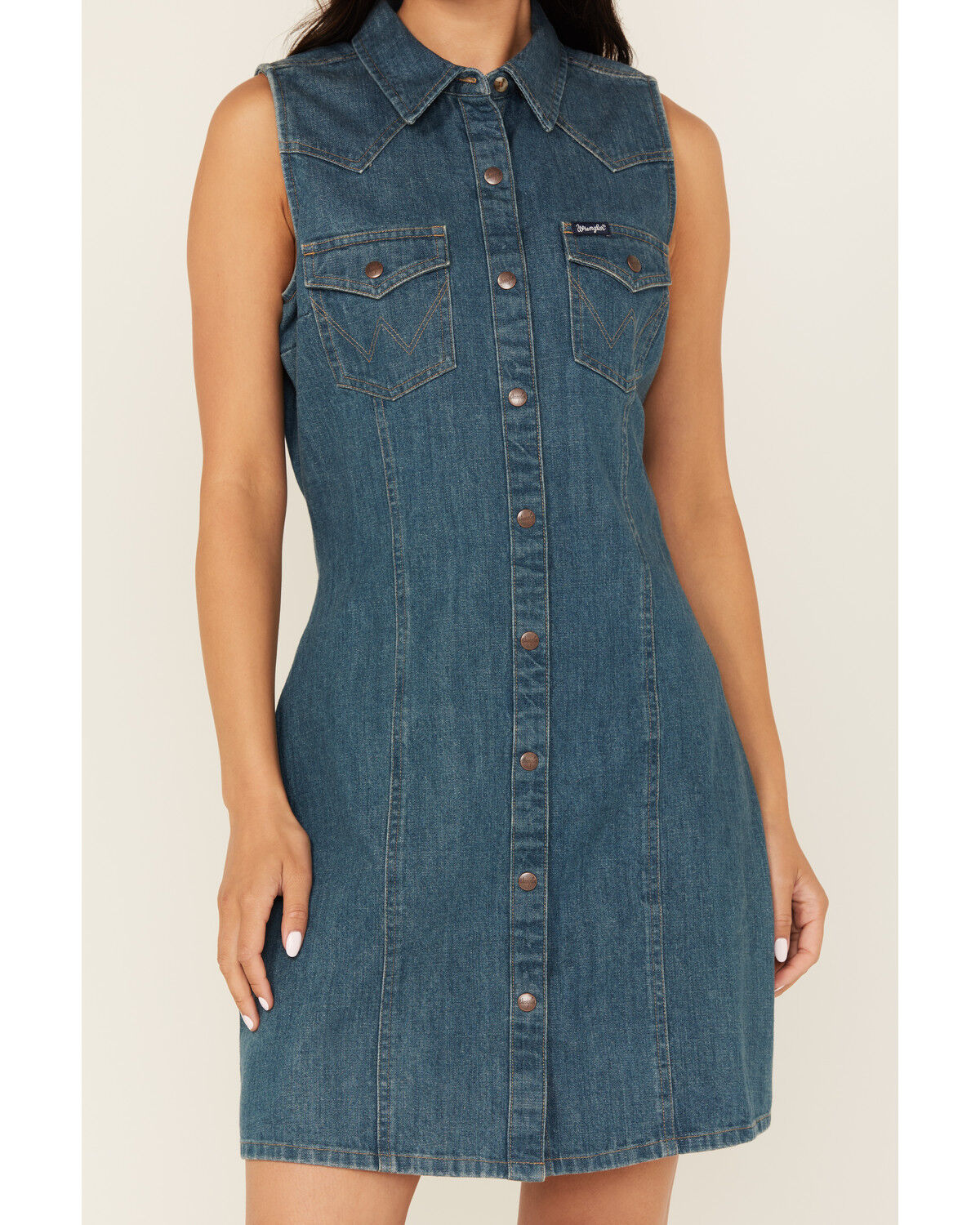 Image #3 - Wrangler Retro Women's Button-Down Denim Mini Dress, Dark Wash, hi-res