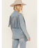 Image #4 - Rock & Roll Denim Women's Light Wash Denim Stretch Fringe Blazer, Light Wash, hi-res
