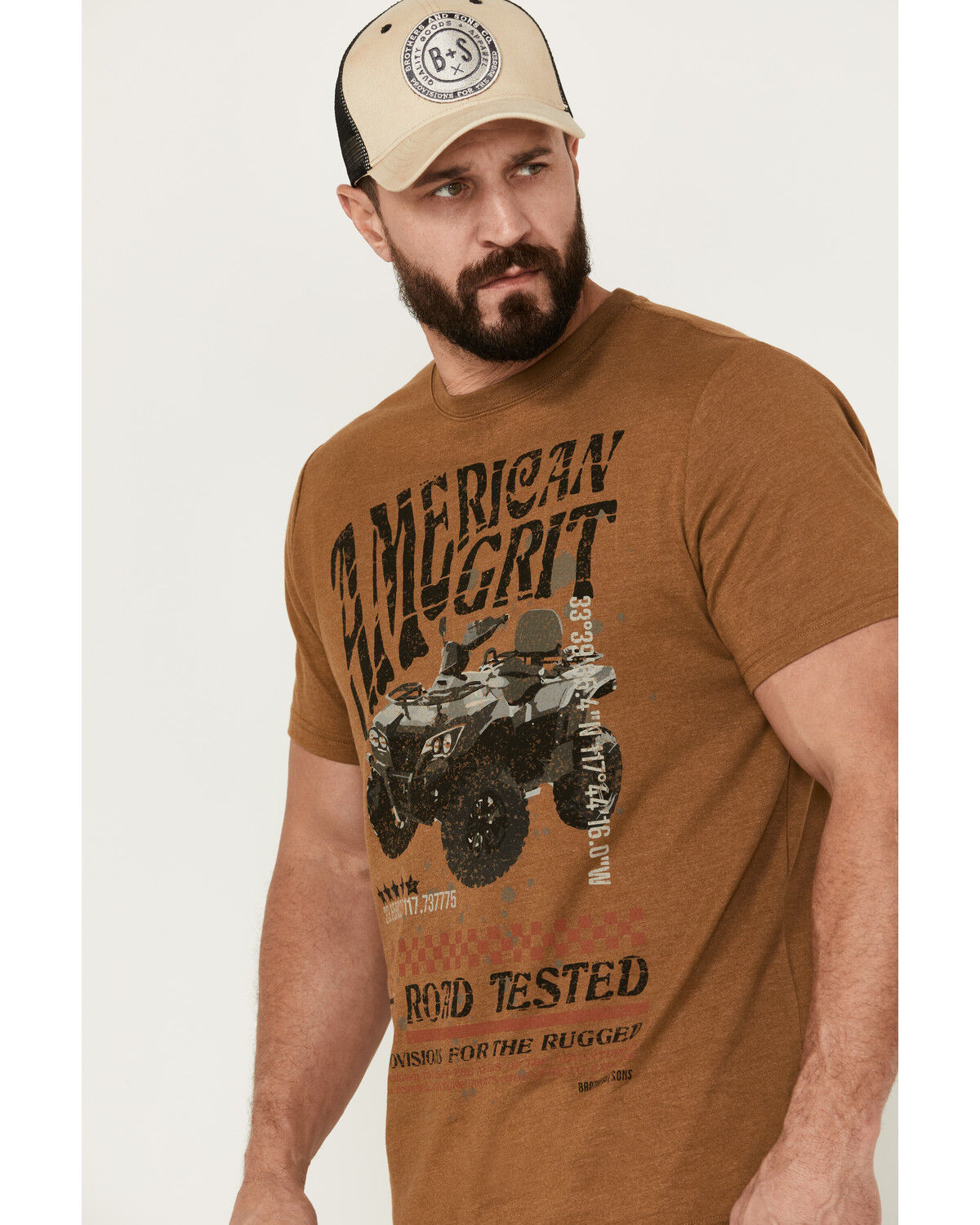 Image #2 - Brothers and Sons Men's American Grit Short Sleeve Graphic T-Shirt, Caramel, hi-res