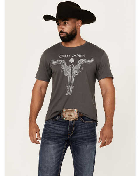 Cody James Men's Bullhead Guns Short Sleeve Graphic T-Shirt , Grey, hi-res