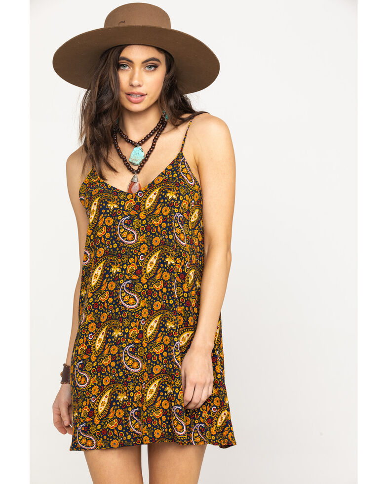 Shyanne Women S Navy Paisley Spaghetti Strap Slip Dress Country