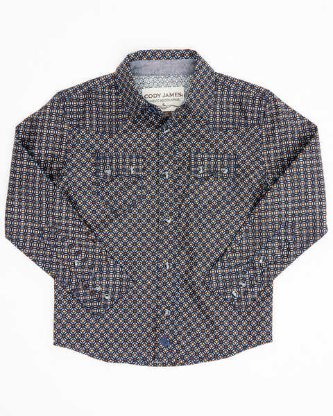 Cody James Toddler Boys' Dotted Long Sleeve Snap Western Shirt , Dark Blue, hi-res
