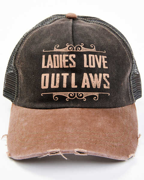 Image #1 - Idyllwind Women's Ladies Love Outlaws Ball Cap, Brown, hi-res