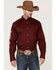 Image #1 - RANK 45® Men's Performance Twill Logo Long Sleeve Button-Down Western Shirt , Burgundy, hi-res