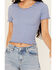 Image #3 - Fornia Women's Solid Lettuce Edge Short Sleeve Tee, Blue, hi-res