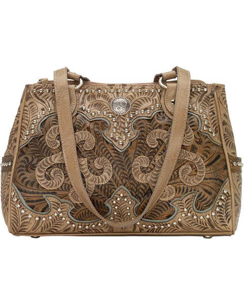 Image #1 - American West Women's Hand Tooled Concealed Carry Multi-Compartment Tote, Sand, hi-res