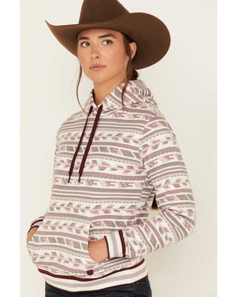Image #2 - RANK 45® Women's Southwestern Stripe Print Hoodie, Ivory, hi-res