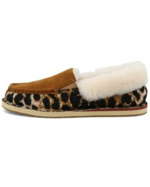 Image #3 - Twisted X Women's Leopard Print Fur-Lined Shoes - Moc Toe , Brown, hi-res