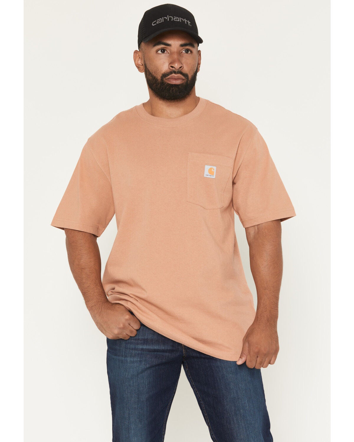 Image #1 - Carhartt Men's Loose Fit Heavyweight Short Sleeve Pocket T-Shirt, Rose, hi-res