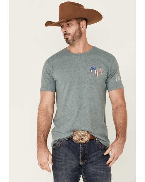 Buck Wear Men's Gray Dangerous Freedom Graphic Short Sleeve T-Shirt , Grey, hi-res