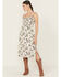 Image #1 - Wild Moss Women's Floral Print Smocked Midi Dress, Ivory, hi-res