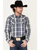 Image #1 - Cody James Men's Trailblazer Plaid Print Long Sleeve Pearl Snap Western Shirt, Blue, hi-res