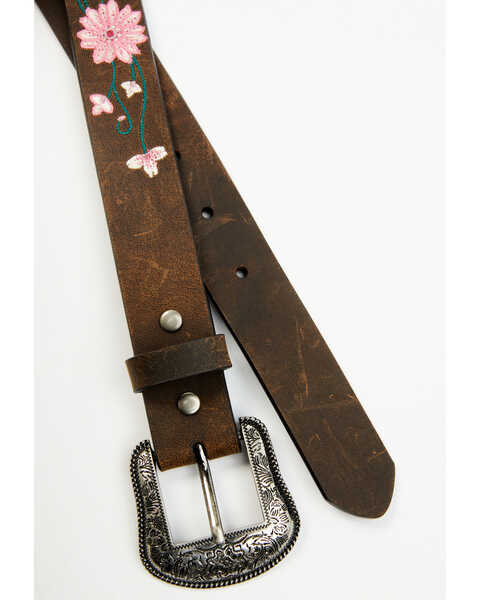 Image #2 - Shyanne Girls' Floral Embroidered Belt, Brown, hi-res