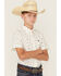 Image #2 - Ariat Boys' Conversation Print Short Sleeve Button-Down Western Shirt, White, hi-res
