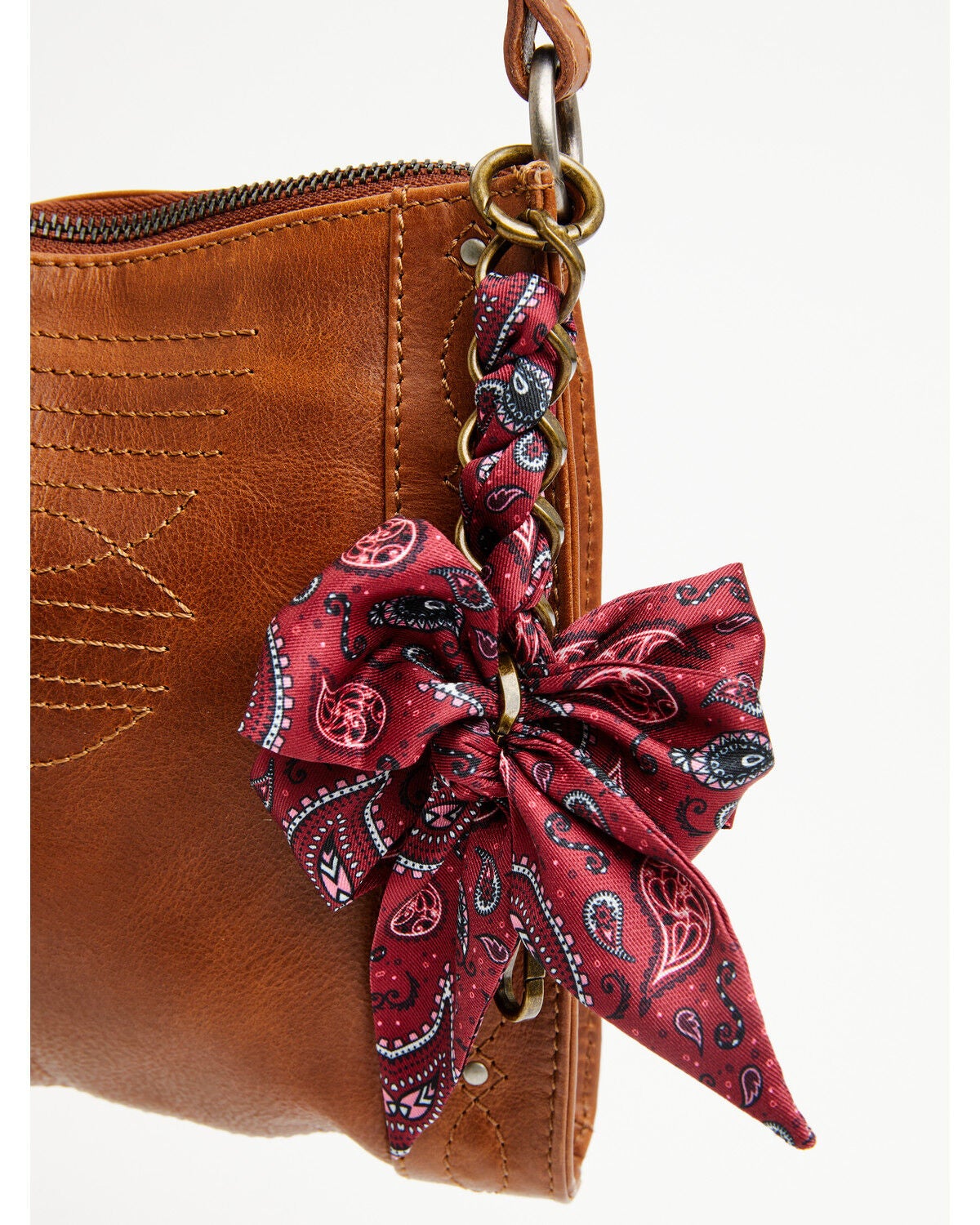 Image #1 - Boot Barn Women's Bandana Bow Bag Charm, Red, hi-res