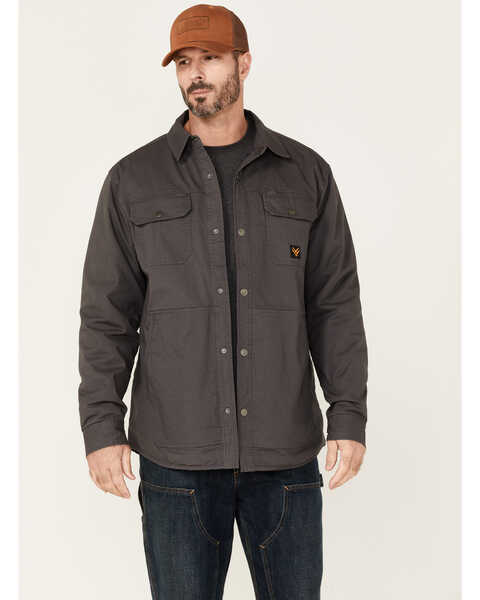 Hawx Men's Charcoal Gordon Stretch Ripstop Snap-Down Work Shirt Jacket , Charcoal, hi-res