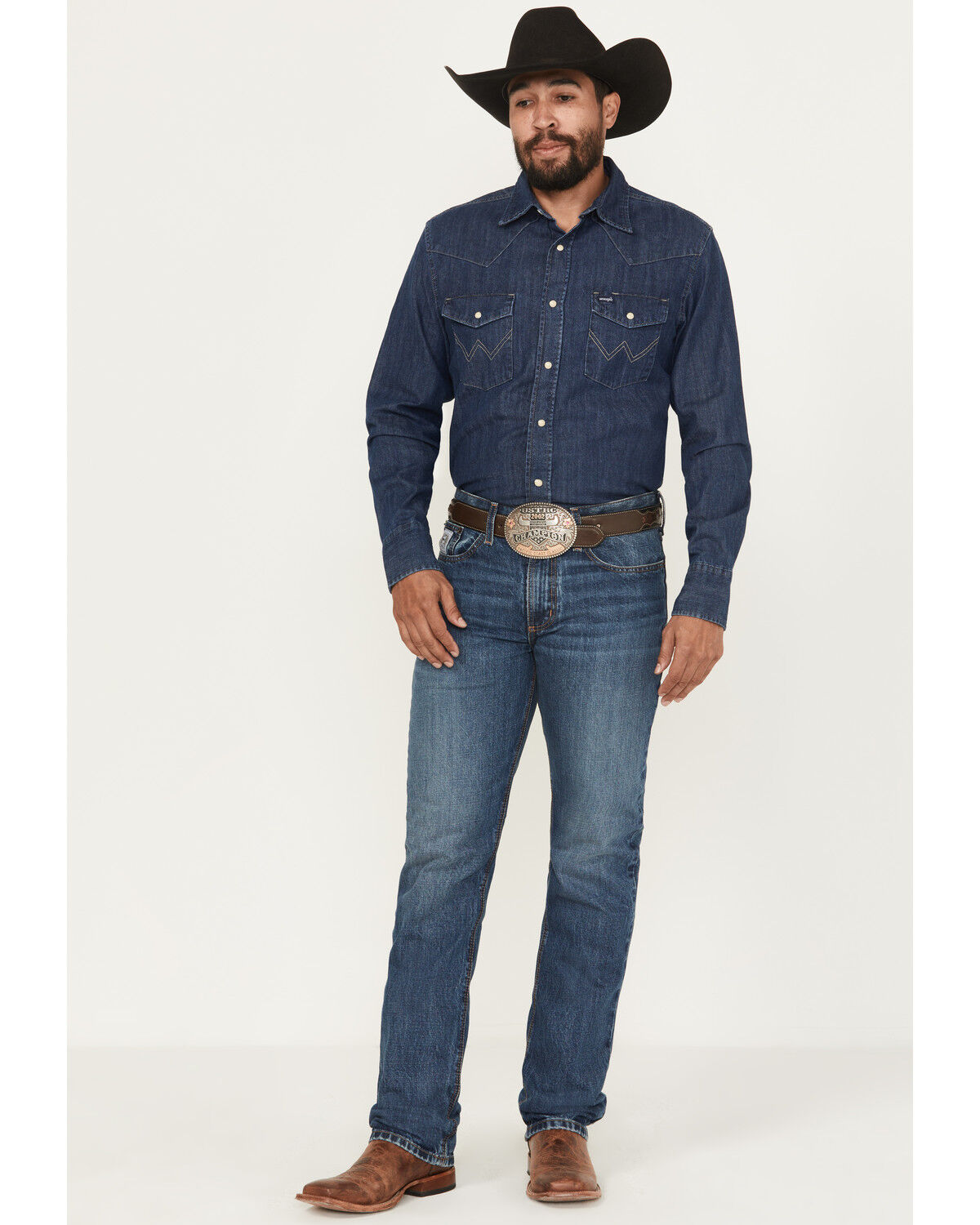 Image #1 - Cinch Men's Silver Label Medium Wash Slim Straight Rigid Denim Jeans, Medium Wash, hi-res