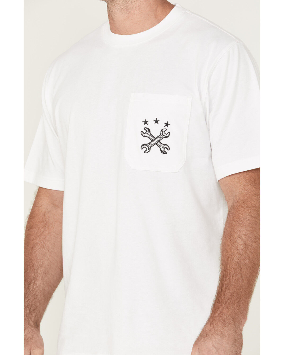 Image #3 - Hawx Men's Wrenches Embroidered Pocket Short Sleeve Work T-Shirt, White, hi-res