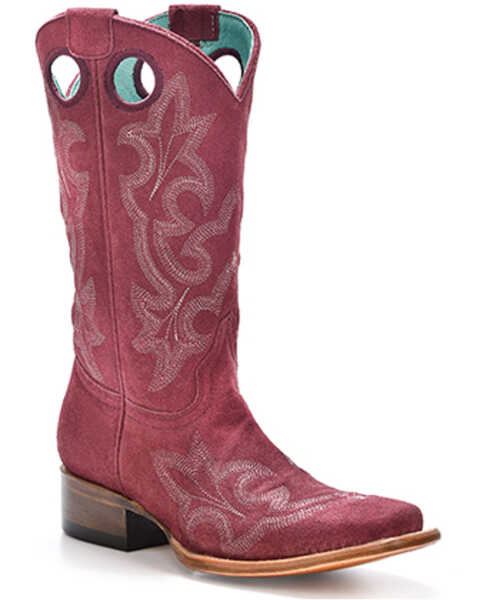 Corral Girls' Embroidered Western Boots - Square Toe , Wine, hi-res