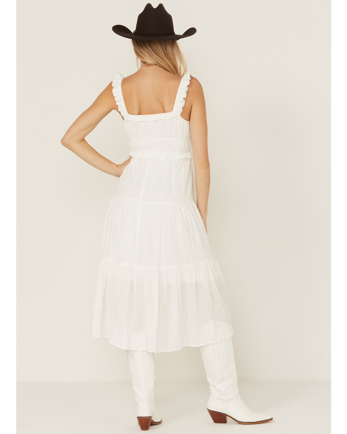 Image #4 - Yura Women's Solid Sleeveless Midi Dress, White, hi-res