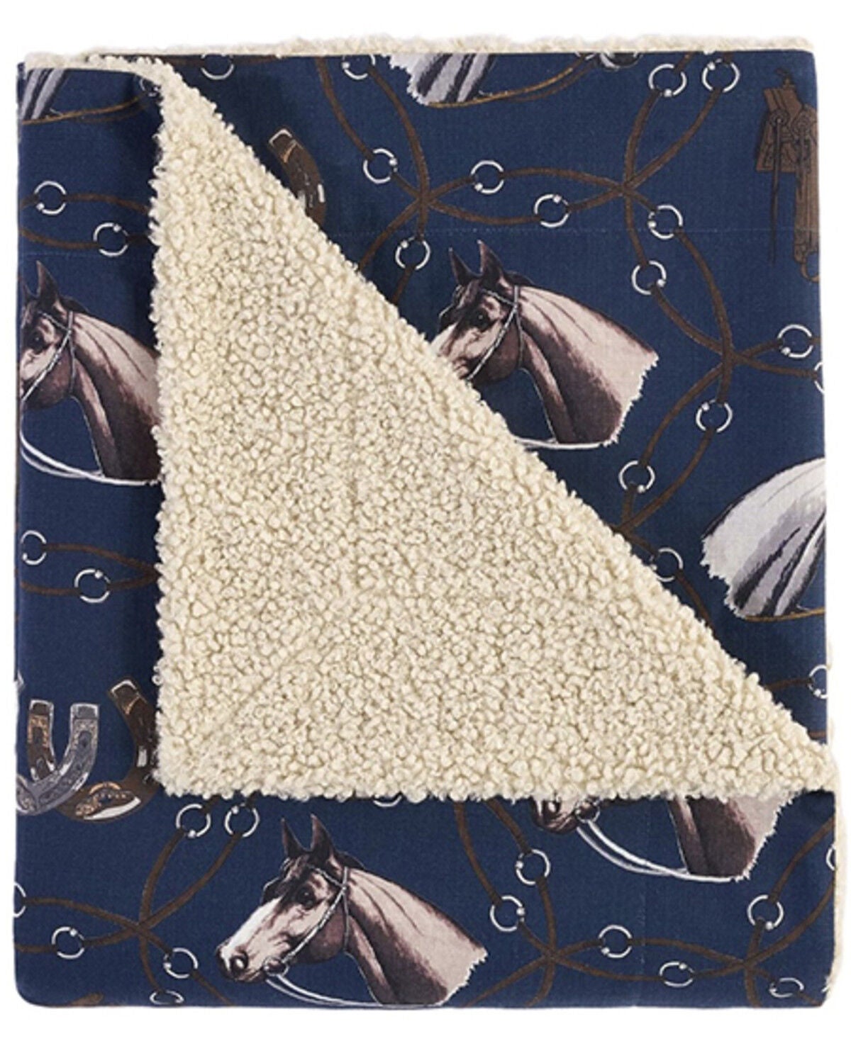 Image #2 - HiEnd Accents Saratoga Teddy Backed Throw Blanket, Navy, hi-res