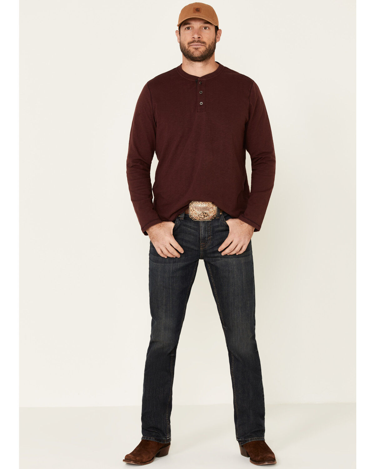 Image #2 - Flag & Anthem Men's Maroon Fairbanks Henley Long Sleeve Shirt, Maroon, hi-res