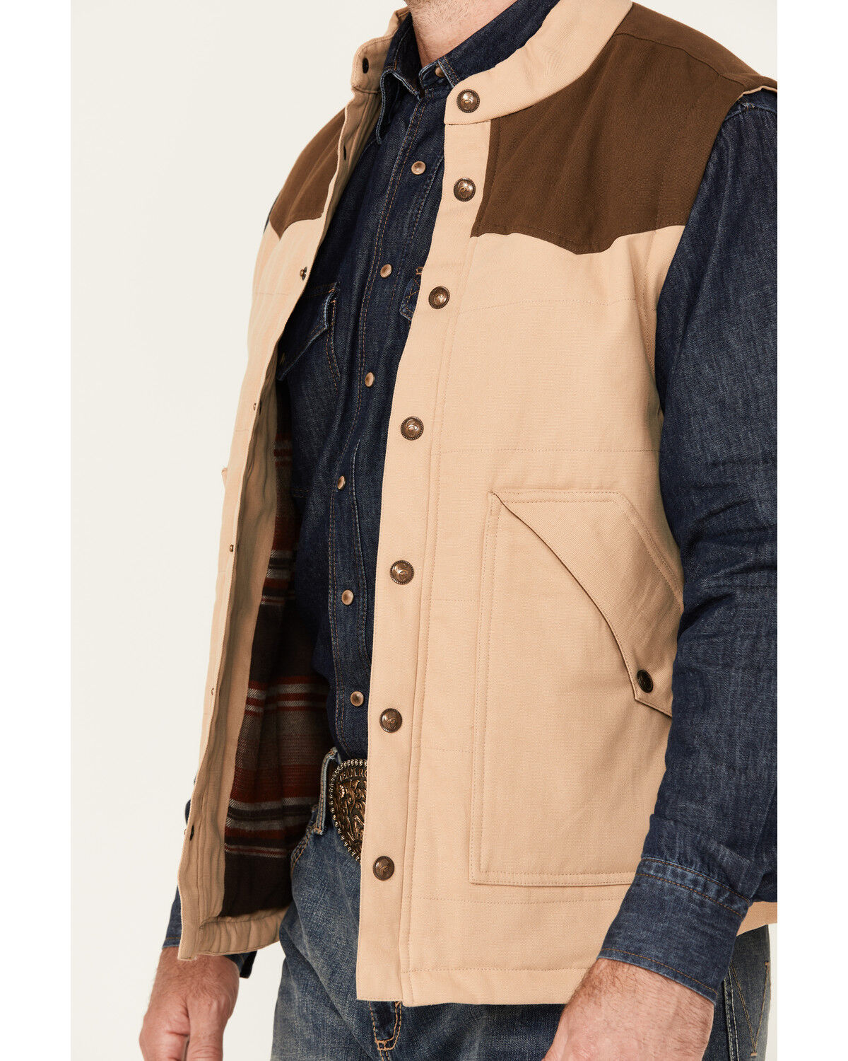 Image #3 - Cripple Creek Men's Color Block Concealed Carry Vest, Tan, hi-res