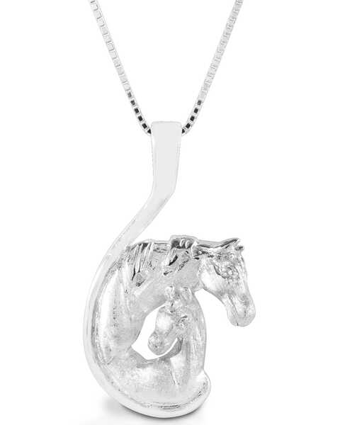 Image #1 -  Kelly Herd Women's Mare & Foal Head Necklace, Silver, hi-res