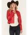 Image #1 - Wrangler Women's Slim Seamed Faux Leather Jacket, Red, hi-res