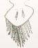 Image #1 - Shyanne Women's Desert Charm Beaded Fringe Necklace & Earrings Set - 2-Piece, Silver, hi-res