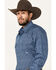 Image #2 - Roper Men's Amarillo Medallion Print Long Sleeve Pearl Snap Western Shirt, Blue, hi-res