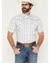 Image #1 - Cowboy Hardware Men's Southwestern Print Short Sleeve Pearl Snap Stretch Western Shirt, White, hi-res