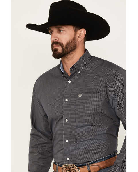 Image #2 - Ariat Men's Wrinkle Free Killian Checkered Print Long Sleeve Button-Down Shirt - Big , Dark Blue, hi-res