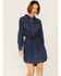 Wrangler Women's Dark Denim Washed Long Sleeve Western Shirt Dress, Indigo, hi-res