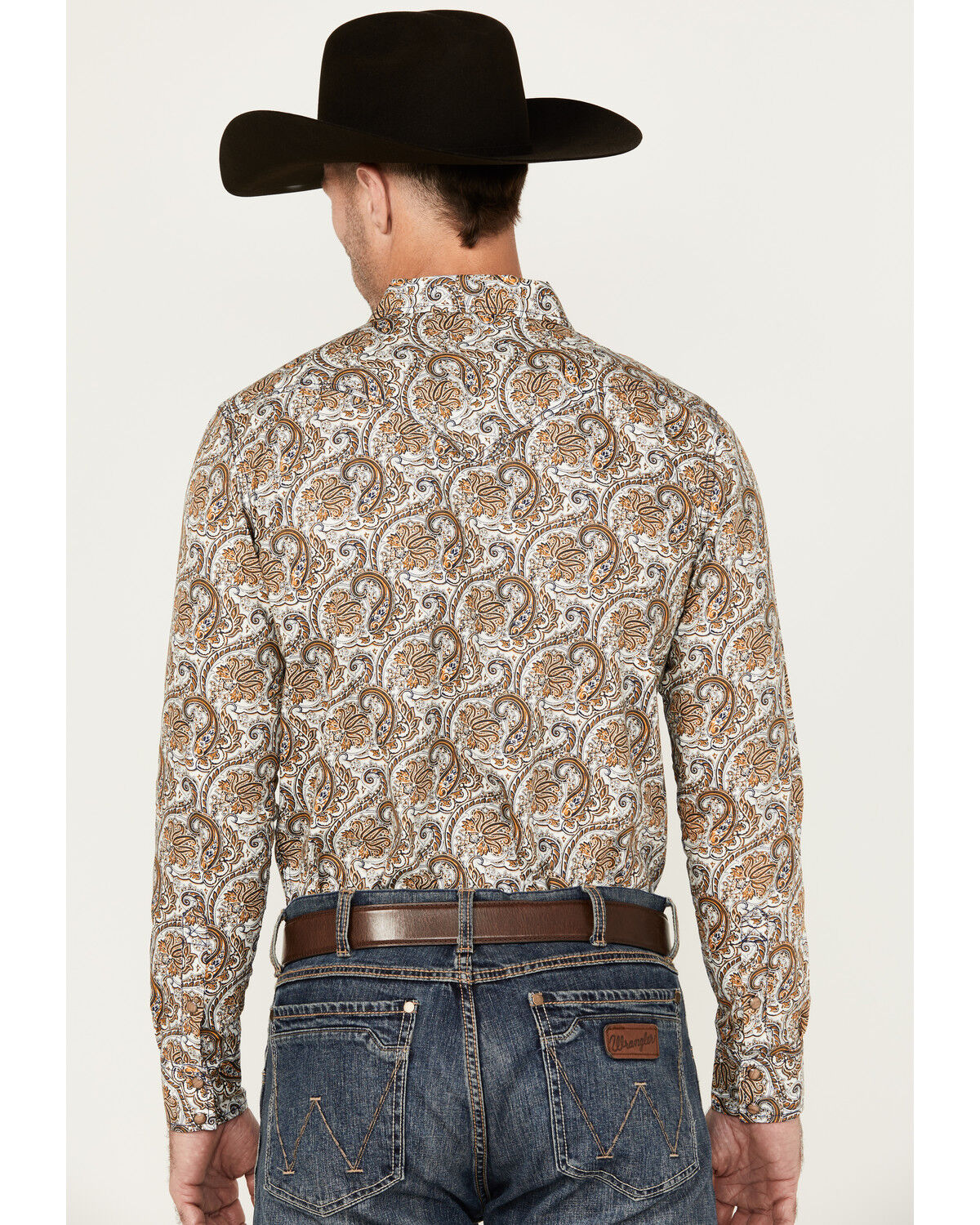 Image #4 - Cody James Men's Gold Dust Paisley Print Long Sleeve Pearl Snap Western Shirt - Tall, White, hi-res