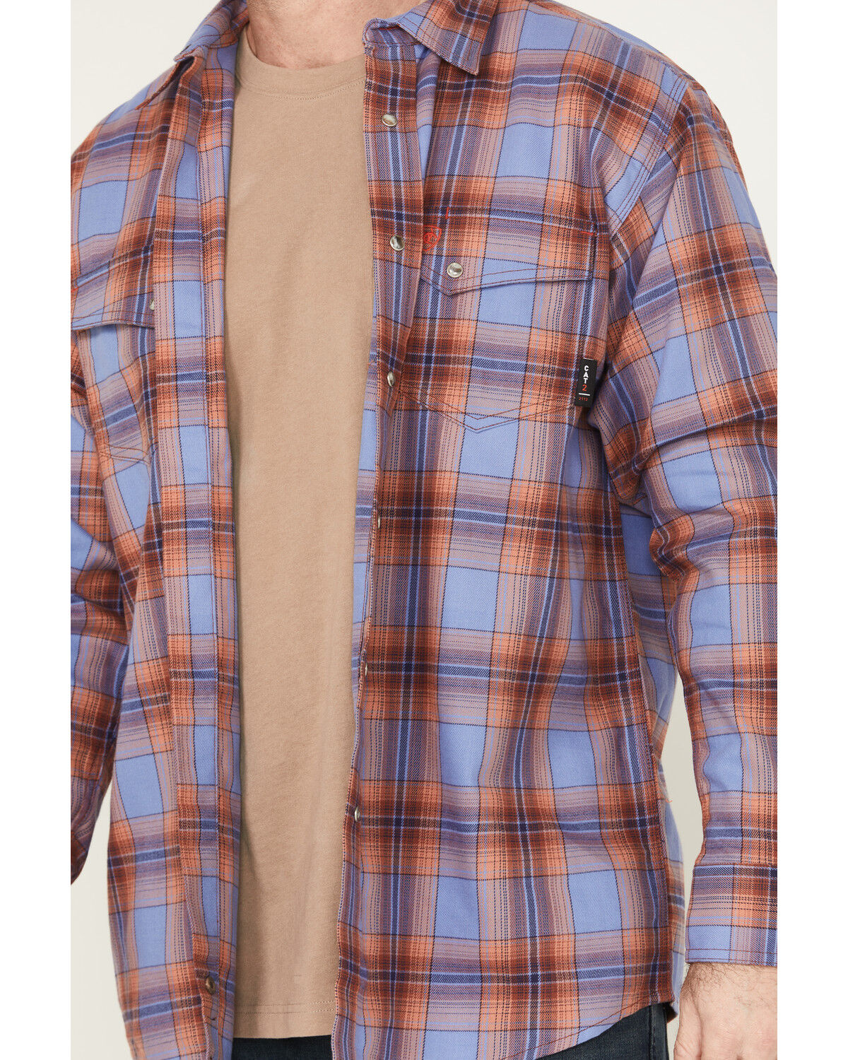 Image #3 - Ariat Men's FR Melrose Plaid Print Long Sleeve Snap Work Shirt - Big, Medium Blue, hi-res
