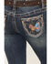 Image #2 - Grace in LA Girls' Medium Wash Floral Butterfly Pocket Bootcut Stretch Denim Jeans, Blue, hi-res