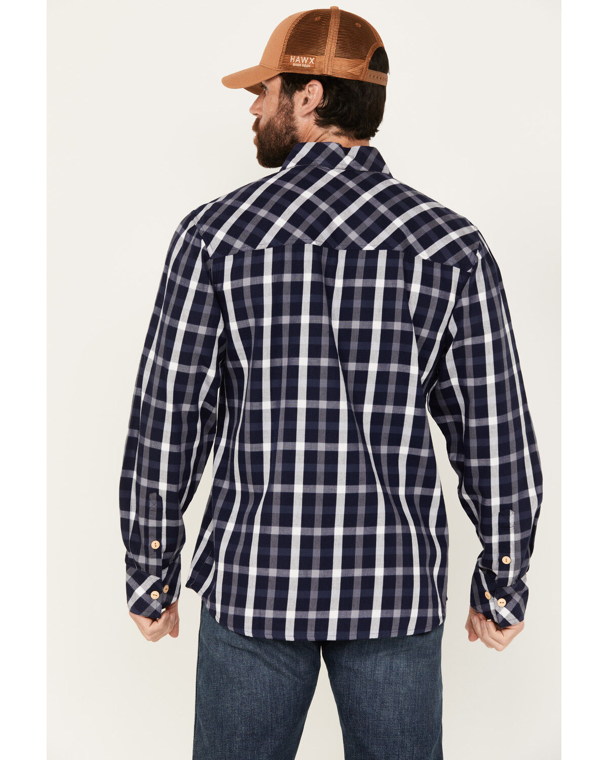 Image #4 - Resistol Men's Glacier Plaid Long Sleeve Button Down Shirt, Navy, hi-res
