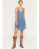 Image #1 - Wrangler Retro Women's Medium Wash Drop Waist Denim Mini Dress, Medium Wash, hi-res