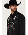Image #2 - Scully Men's Skull & Roses Embroidered Retro Long Sleeve Western Shirt, Black, hi-res