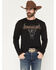 Image #1 - RANK 45&reg; Men's Honeycomb Logo Long Sleeve Graphic T-Shirt, Black, hi-res
