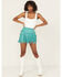 Image #1 - Rock & Roll Denim Women's Fringe Studded Faux Suede Mini Skirt, , hi-res