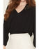 Image #3 - Idyllwind Women's Wren Lace Trim Long Sleeve Georgette Top, Black, hi-res