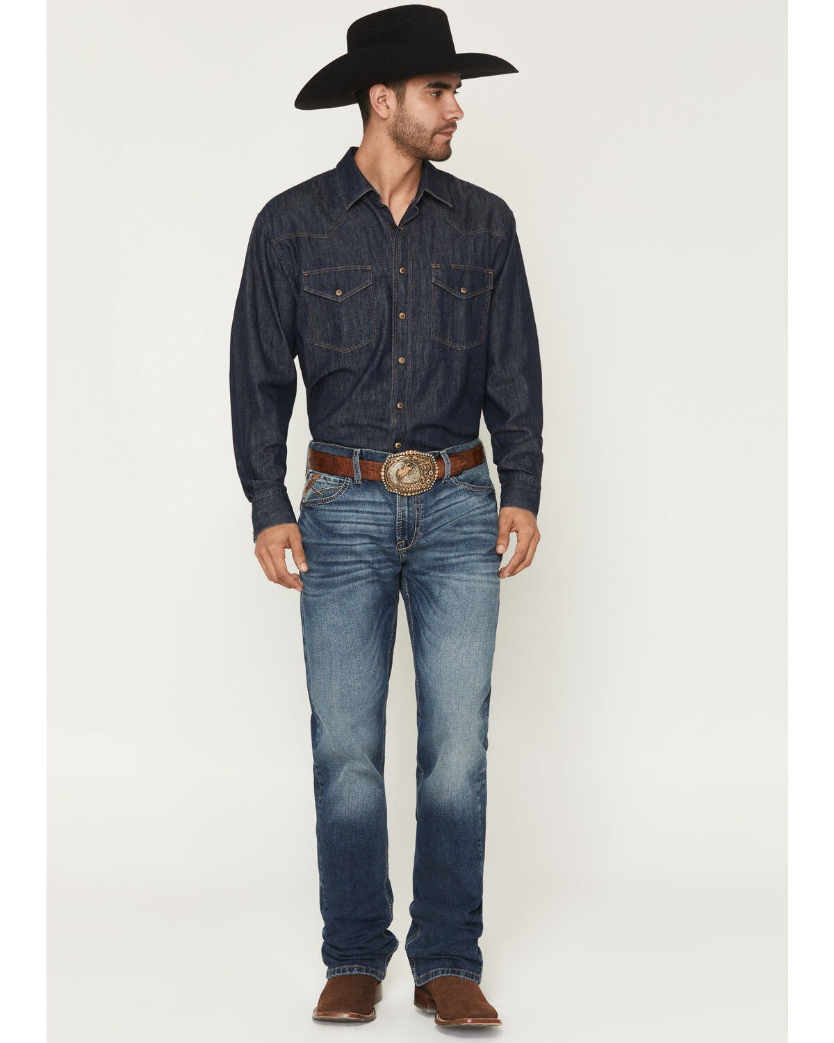 Image #1 - Ariat Men's M7 Rocker Summit Dark Wash Stackable Slim Straight Stretch Denim Jeans, Indigo, hi-res