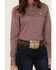 Image #3 - Cinch Women's Printed Long Sleeve Snap Western Shirt, Red, hi-res