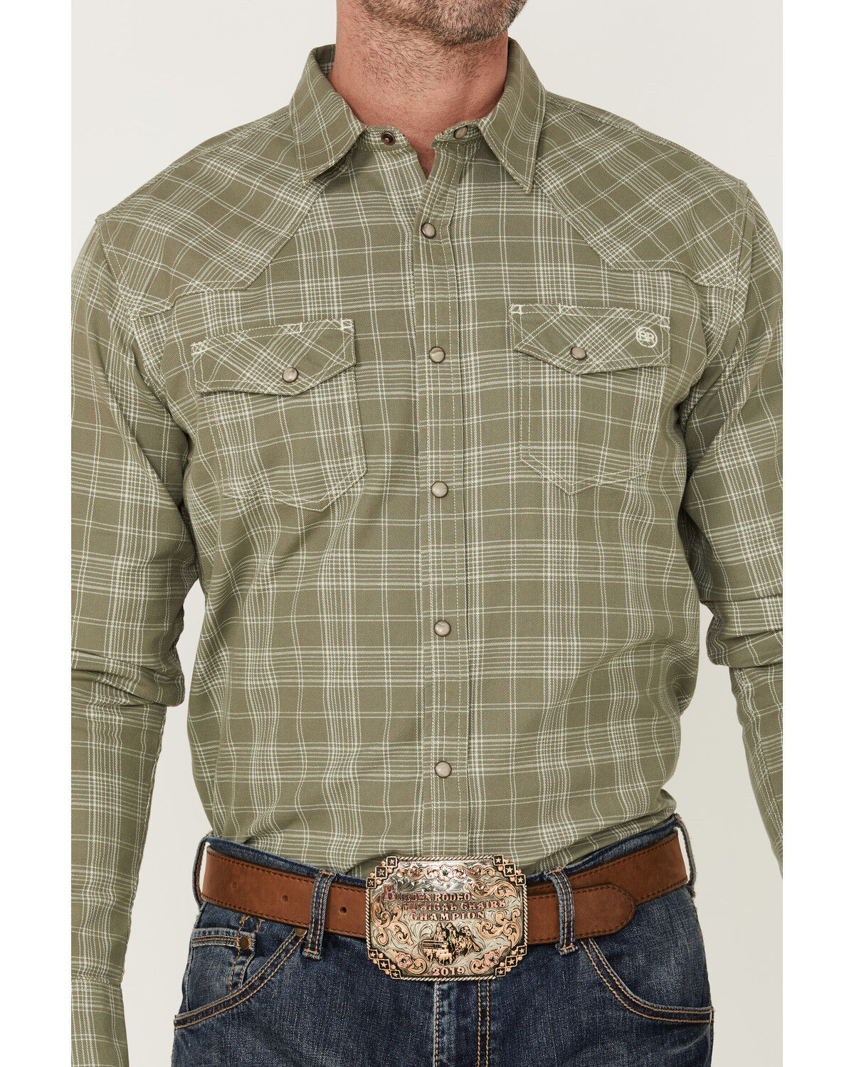 Image #4 - Blue Ranchwear Men's Ash Yarn-Dye Plaid Print Long Sleeve Snap Western Shirt, , hi-res